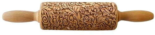 Embossed Rolling Pin for Baking, Wooden Decorative Embossing Cookie Roller for Kitchen(Type A09)