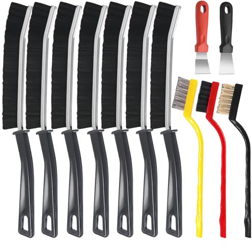 Cepillo de Limpieza de Grietas,12 Piezas, Ideal para Cocina, Baño, Hogar, Ventanas y Puertas, Cepillo Multifuncional para Juntas, FHISKUN