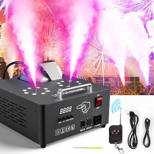 2000W Machine à Fumée Soiree, Machine a Brouillard avec 8+8 LED Lumières d-mx Contrôlables en Couleur, Machine a Fumee Lourde avec Télécommande pour Halloween, Noël, Mariage, Fête, Effets de Scène