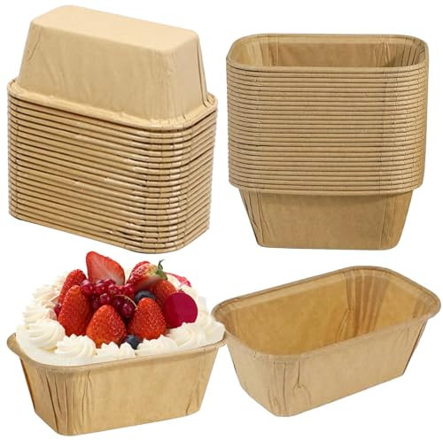50 PCS Mini Loaf Cake Cases – Greaseproof Baking Liners for Muffins, Loaf Cakes, and Cupcakes, Ideal for Parties, Events, and Home Baking