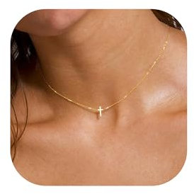 RMMD Kreuz Kette - 18K Gold Vergoldete Kreuzkette Personalisierte Halskette mit Kreuz Anhänger Kette Schmuck Damen Goldkette Damen Halskette Goldschmuck Geschenke für Frauen Mädchen Geschenk