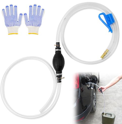FSWWSF Bomba manual de sifón, bomba de transferencia para gasolina, aceite, combustible, diésel, líquido, agua, acuario, bomba de succión con manguera de sifón con abrazadera de manguera