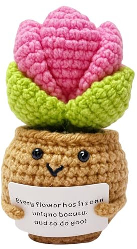 MLZTINGR Plantas en Maceta de Ganchillo positivas,Creativas Mini Lindas Plantas en Maceta Crochet,– Emocional Positivo Suculento Crochet Muñeca, de Ganchillo para los Amantes de Las