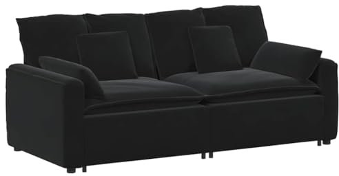vidaXL Modulares Sofa mit Kissen Schwarz