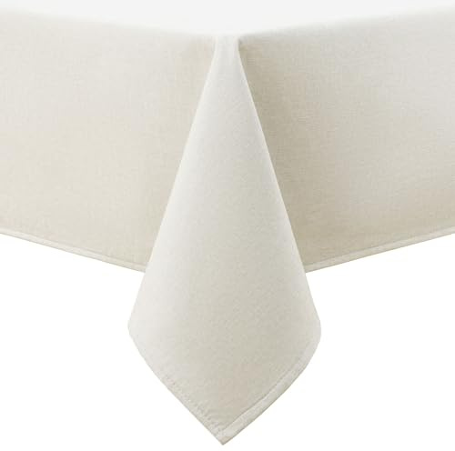 smiry Leinenoptik Tischdecke Flanellrücken Eckig 140x100 cm, Beige | Abwaschbar, Lotuseffekt, Leinenoptik, Wasserabweisend