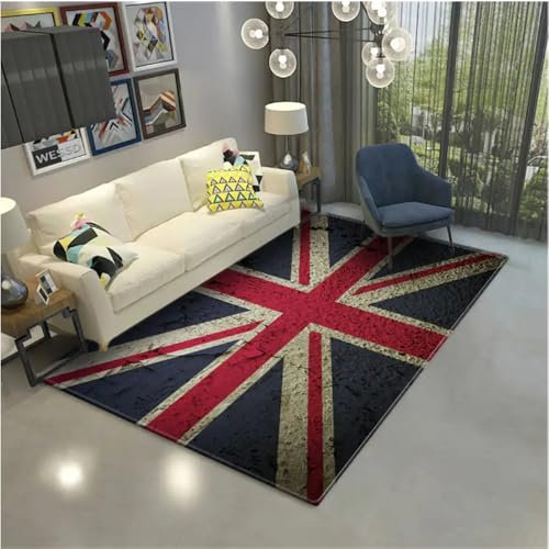 SHAOPENGA Area Tappeto Bandiera Inglese Tappeto Per Soggiorno Retrò British Area Tappeto Camera Tavolino Da Caffè Tappetino Per Camera Da Letto 140X200Cm