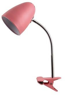 Lampe de bureau Gaeta E27 rose avec pince