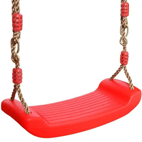 Favuit Schaukel Garten, Kinderschaukel Schaukelsitz rutschfeste Schaukelbrett Brettschaukel Höhenverstellbar für Outdoor Indoor Garten Spielplatz Zubehör (Rot)