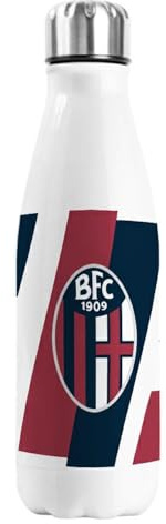 Bologna FC Borraccia Termica, 750ml, Doppia Parete in Alluminio, Design BFC 1909, Bianco (STRIPE)