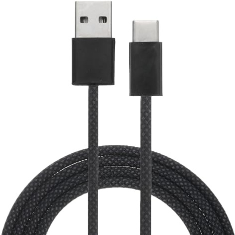 sourcing map Câble de charge tressé USB de type C, 2 A de type C vers USB A, câble de transfert de données pour tablette, téléphone, lampe de bureau LED, drone, noir