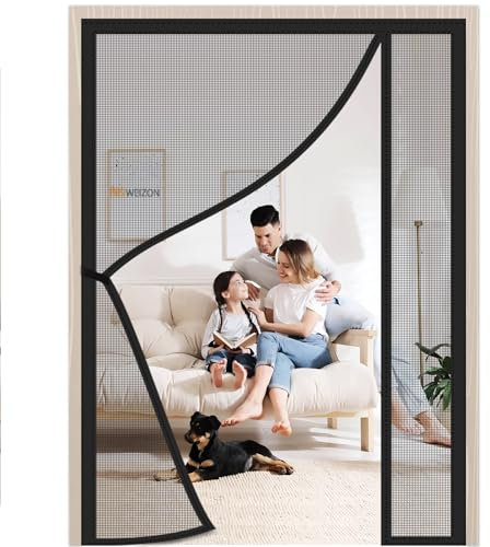 Apertura Laterale Magnetica per Zanzariera 200x200cm Zanzariere a Rullo con Calamita Moschiera Totalmente Magnetica per Porte Finestre Balcone Soggiorno Nero