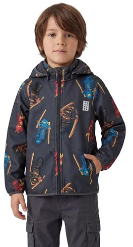 Kabooki LEGO® NINJAGO® Softshelljacke für Jungen - Winddichte und wasserabweisende Jacke mit All-Over-Print | Kuscheliges Fleece-Futter und abnehmbare Kapuze