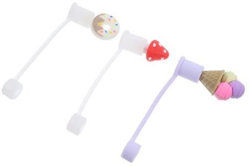 LABRIMP 4Pcs Cute Cartoon Straw Covers Reusable Dust Caps for Straws Adorable Protector Toppers for Tumblers for Parties Daily Use Healthier Practical Lightweight