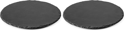 Vassoio ardesia rotondo di Ø30 cm, Altro, nero, 30 cm (Confezione da 2)