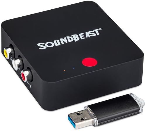 SoundBeast Convertitore da video a digitale, registra video e audio da videoregistratore, nastri VHS, AV, RCA, Hi8, videocamere, DVD, sistemi di gioco, salva su chiavetta USB [richiede