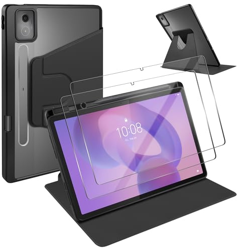 Schutzhülle+2 Stück Displayschutzfolie Kompatibel für Lenovo Idea Tab Pro | 12.7 Zoll 2025, Kratzfeste 9H Ultra Klar Schutzfolie, 360 Grad Drehbare Hülle