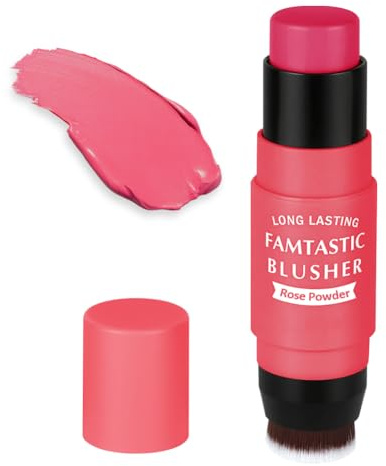 BUTBU Cremiger Rouge Stick, Vielseitiger rouge stick, Makeup-Stick, Leuchtendem Finish, Creme-Tönung für Wange, Lippe und Auge, Erfrischendes, Pflegendes Make-up, Farbanpassungseffekt(Rose Powder)