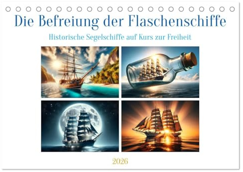 Die Befreiung der Flaschenschiffe - Historische Segelschiffe (Tischkalender 2026 DIN A5 quer), CALVENDO Monatskalender: Auf Kurs zur Freiheit - ... die Welt der Fantasie (CALVENDO Hobbys)
