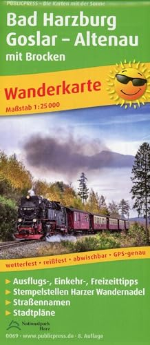 Bad Harzburg, Goslar, Altenau mit Brocken: Wanderkarte mit Ausflugszielen, Einkehr- & Freizeittipps und Stadtplänen, wetterfest, reissfest, abwischbar, GPS-genau. 1:25000 (Wanderkarte: WK)