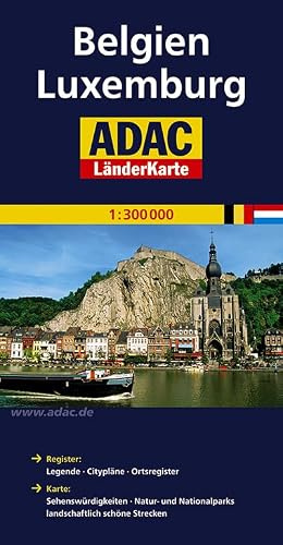 ADAC LänderKarte Belgien, Luxemburg 1:300 000: Register: Legende, Citypläne, Ortsregister mit Postleitzahlen. Karte: Sehenswürdigkeiten, Natur- und ... schöne Strecken (ADAC LänderKarten)