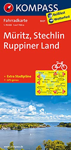 Kompass Fahrradkarte: Müritz - Stechlin - Ruppiner Land. GPS-genau. 1:70000