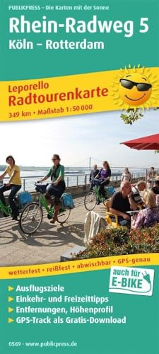 Publicpress Leporello Radtourenkarte Rhein-Radweg 5, Köln, Rotterdam 1:50.000: Leporello Radtourenkarte mit Ausflugszielen, Einkehr- & Freizeittipps, ... 1:50000 (Leporello Radtourenkarte: LEP-RK)