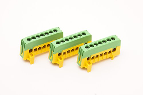Pollmann Elektrotechnik 3 Stück Sammelklemme, Schutzleiterklemme, grün/gelb, 7x 16mm²