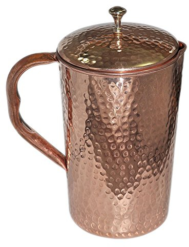 Jarra de agua martillada de cobre puro | Jarra de cobre para el beneficio de salud Ayurveda con 3 vasos de agua