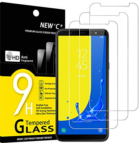 NEW'C Lot de 3, Verre Trempé pour Samsung Galaxy J6 2018 (SM-J600F), Film Protection écran sans Bulles d'air Ultra Résistant (0,33mm HD Ultra Transparent) Dureté 9H Glass