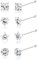 Sllaiss 8Pcs 22G Sterlingsilber Sehr klein Nase Stud 3MM Verschiedene Formen CZ Nose Body Piercing für Damen