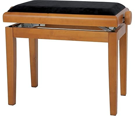 GEWA Pianobank Deluxe Eiche Matt (leichtgängige Höhenverstellung über präzise Scherenmechanik, aus qualitativem Massivholz, langlebig und robust, hohe Bruchlast)
