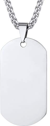 PROSTEEL Chapa para Colgante Collar Hombre Placa de Militar Dog Tag ID Pendant Tono Plata