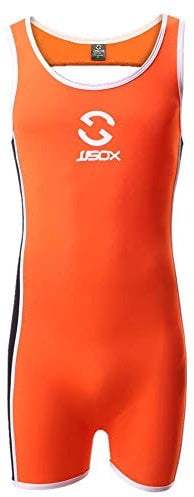 CSMARTE Herren Jockstrap Gymnastikanzug Unterwäsche Jumpsuits Wrestling Singlet Bodysuit Bademode Orange, M, Orange