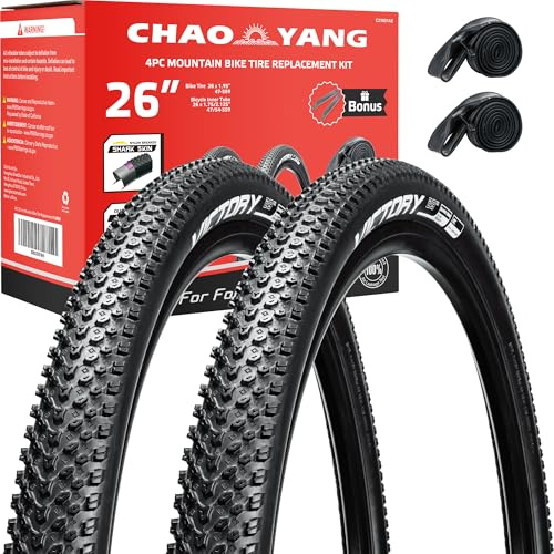 Chao YANG Mountain Bike Tire Replacement Kit, 26’’×1.95, Dual Compound 2C-MTB Tires, Featured with Double Tread Puncture Protection, for On or Off Road Use, 1-Pack