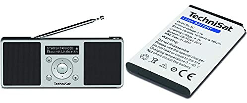 TechniSat Digitradio 1 S - tragbares Stereo DAB Radio mit Akku Silber/schwarz & Akku zu DIGITRADIO 1/2, TECHNIRADIO RDR, TECHNIRADIO 6 IR (BL-5C, 3.7 V und 1050 mAh