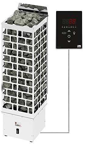 Sawo Cubos Wall Ni2 9kW Elektrische Saunaofen 230V/400V zusammen mit Bedienfeld Saunova und 80kg Saunasteine
