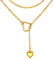 FOCALOOK Damen Lariat Halskette 18k vergoldet Liebe Herz Anhänger mit 80cm Rolokette trendig verstellbar lang Y-Kette Modeschmuck Accessoire für V-Ausschnitt Pullover Kleid