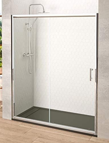 Paroi de douche avant - 1 battant fixe + 1 porte coulissante - Modèle Chiana 2 (adaptable de 167 à 170 cm)