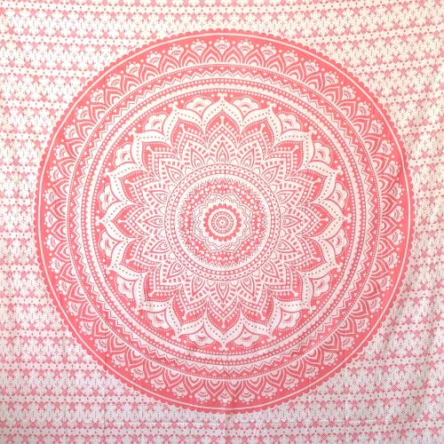 MOMOMUS Pareo oder Strandtuch XXL, Sandabweisend, mit Mandala-Motiv - Großes Stranddecke Sandfrei Sanddurchlässig, Strandmatte Sandfrei oder Dünne Picknickdecke 200x200 - Rosa, 210x230 cm