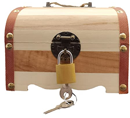 Vintage Holz Schatztruhe mit Schloss, Speicher Hobby Erhaltung Rustikale Dekorative, Holz Vintage Münzkassette für Kinder Erwachsene