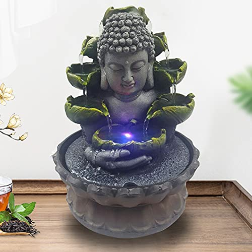Fontaine d'intérieur avec éclairage RVB, table de Bouddha, fontaine cascade, Fengshui, méditation, décoration intérieure relaxante, pour bonne chance, cadeau
