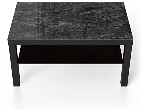 DEQORI Glastisch | schwarz groß 90x50 cm | Motiv Dunkle Steinstruktur | ausgefallener Beistelltisch aus Glas | Hochglanz Couchtisch fürs Wohnzimmer | moderner Couch Tisch mit Design