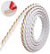 5M PVC Wallpaper Border Self Adhesive,Flexible Molding Trim,Decorative Strip,Edging Strip for Cabinet,Door, Mirror Frame,Furniture Decoration,Plaster,Ceiling,Background Wall(White with Gold,10mm)