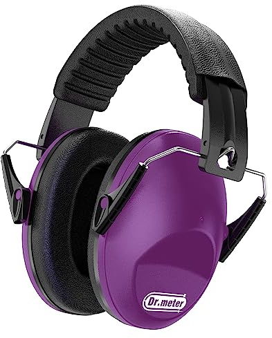 Dr.meter Cascos Antiruido Niños, Cascos Insonorizados Protectores de Oído para Niños Protectores Auditivos Cascos Ruido Orejeras Antiruido con Almohadillas Suaves Morado oscuro