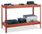 Relaxdays Werkbank, 600 kg, HxBxT: 91 x 141 x 61 cm, 2 verstellbare Ebenen, Werktisch, Stahl & MDF, Werkstattregal, rot