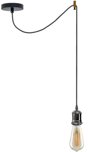 LEDSone Vintage Industrial Spider Ceiling Pendant Light 195cm Adjustable Shiny Black 3-Core Cable E27 Lamp Holder Chandelier Hanging Lamp for Kitchen, Bar, Loft, Living Room