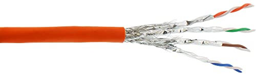 InLine® Verlegekabel Cat.7a, S/FTP (PiMF) 4x2x0,58 AWG23, 1200MHz, B2ca halogenfrei, orange, 100m