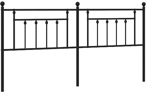 vidaXL Metal Headboard in Classic Black Design – Robust Powder-Coated Steel Construction, for Bedroom Use, Supports Mattress of 200 cm Width