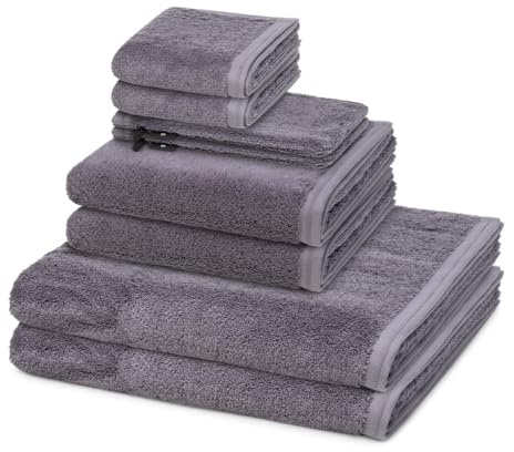 Vossen - 8 teiliges Frottier-Set - Vegan Life (2 X Wasch- 2 X Gäste- 2 X Dusch- 2 X Handtuch im Set) - 580 g/m2 - Baumwolle - Frottee - saugstark - weich und flauschig - Dunkelgrau
