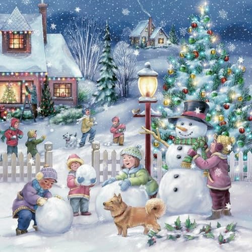 20 Servietten Weihnachten Snowy Winter Village als Tischdeko. Papierservietten mit Motiv. Auch für Decoupage und Serviettentechnik 33x33cm